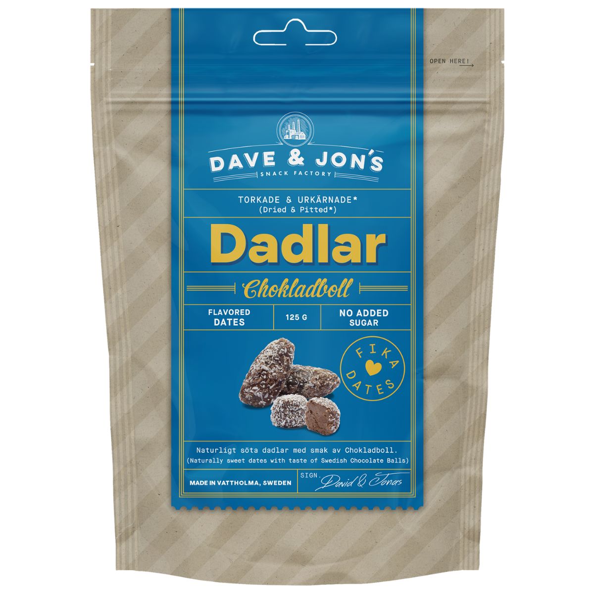 Dave & Jon’s maitsestatud datlid – Chokladboll 125 g