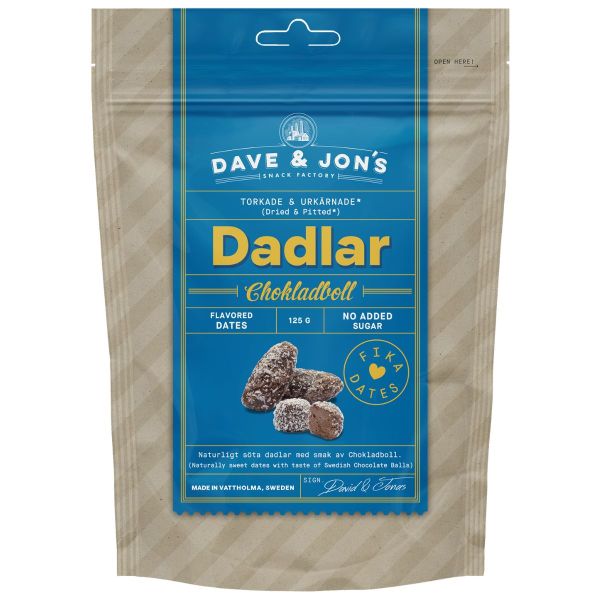 Dave & Jon’s maitsestatud datlid – Chokladboll 125 g
