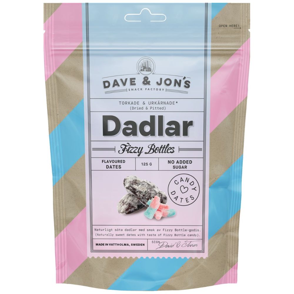 Dave & Jon’s maitsestatud datlid – Fizzy Bottles 125 g
